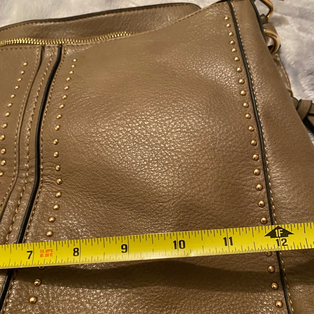 Montana West Tan Leather Shoulder Bag with Studs - Picture 8 of 9